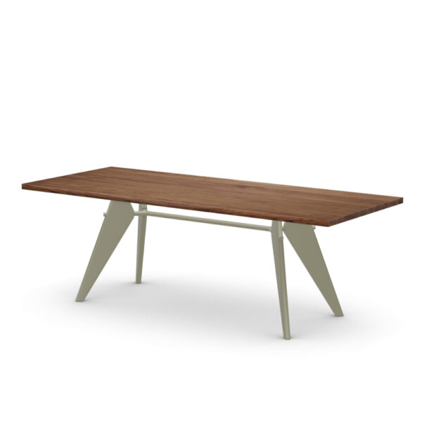 Solid American walnut oiled top, base Prouvé Gris Vermeer, dimensions H 740 x W 900 x L 2200 mm